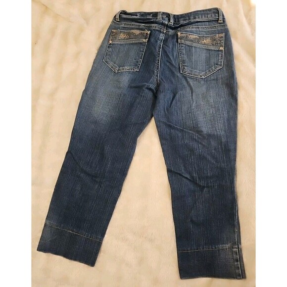 Bisou Bisou Denim - Bisou Bisou Womens Capri Jeans Sz 2 With Copper & Gunmetal Rhinestone Accents